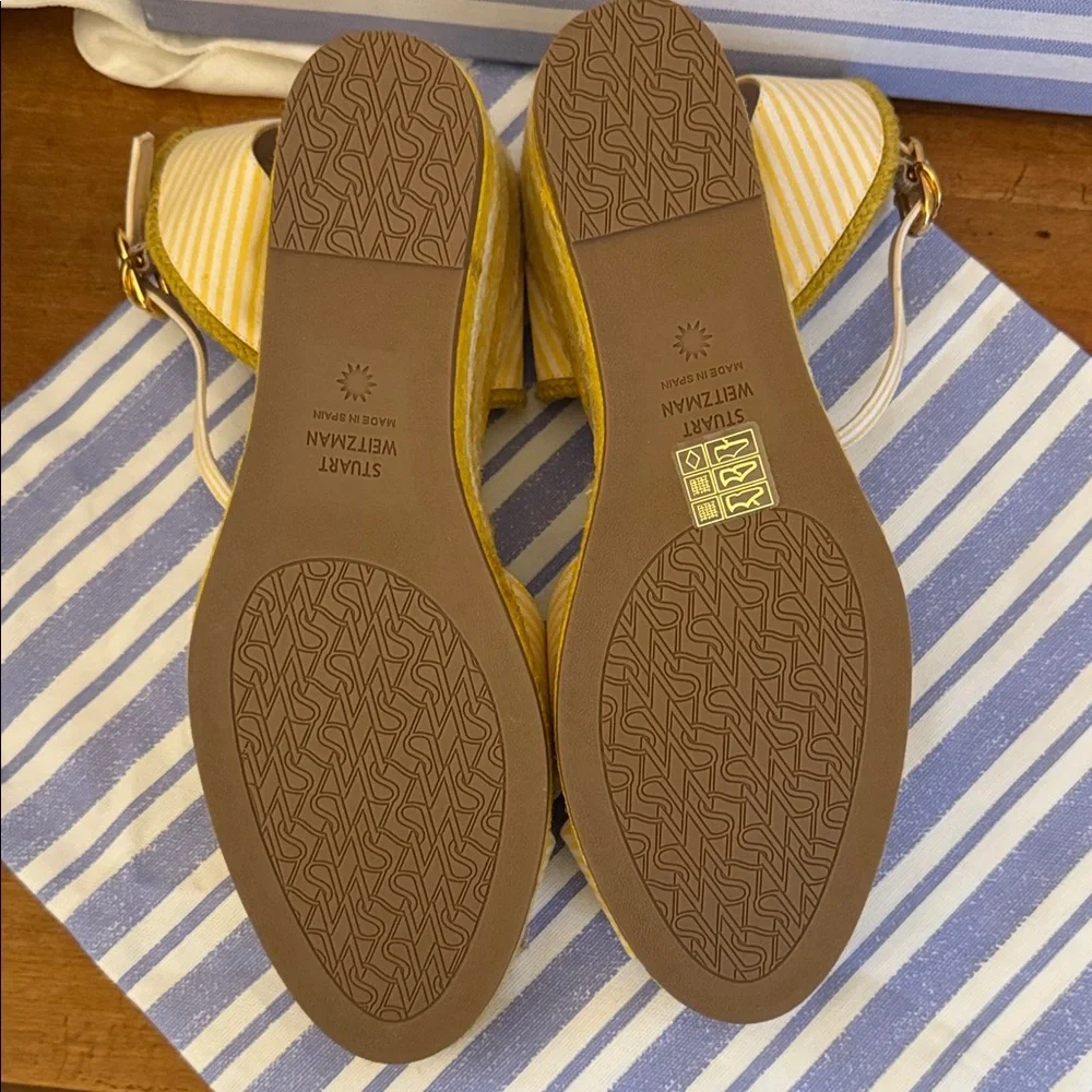 Stuart Weitzman Mirela Yellow and White Espadrilles - Size 9.5 or 40 - NIB